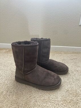 UGG Classic Short Winter Boots in Dark Brown Suede